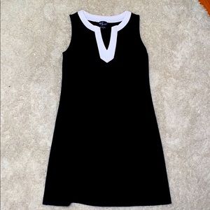 Black notch-neckline dress